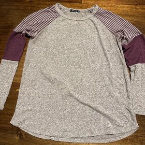 Pink Clover Gray and Purple Raglan long sleeve tee